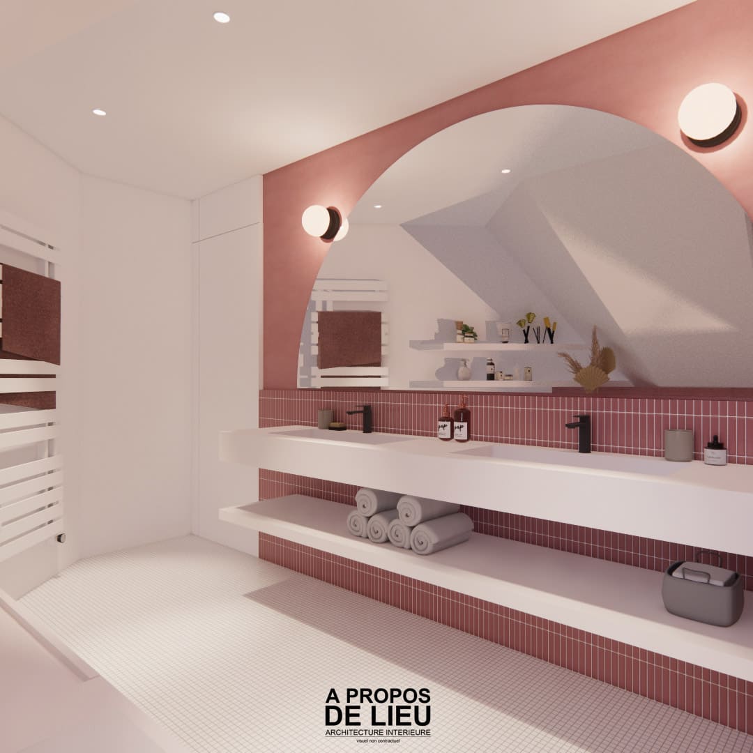 SALLE DE BAIN ROSE